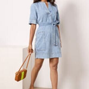 Evereve 'Chancey' Blue Cotton Dress Size M - NWT